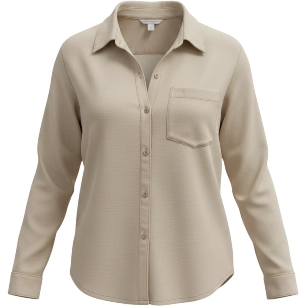 Time And Tru Linen Oversized Button Down‎ Long Sleeve Shirt Beige Size XL 16-18